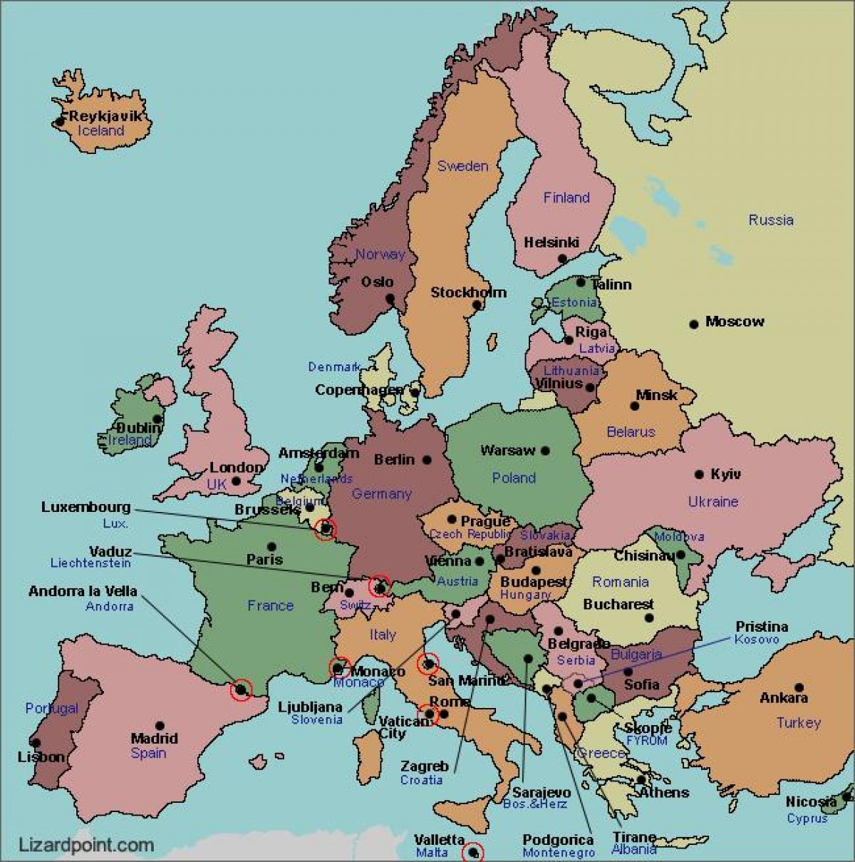 Карта Европе У Букурешту